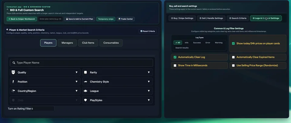 Logs and general settings